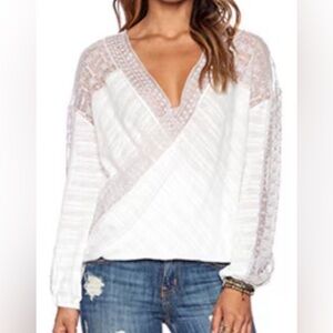 Free People Valley City Top - Ivory Lilac Lace - Small